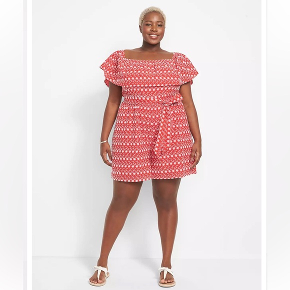 Off-The-Shoulder Embroidered Romper - Picture 2 of 6